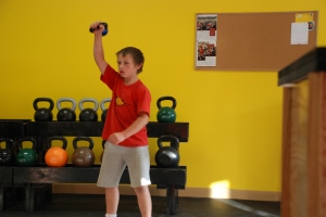 11 Year-Old Josh doing the kettlebell snatch